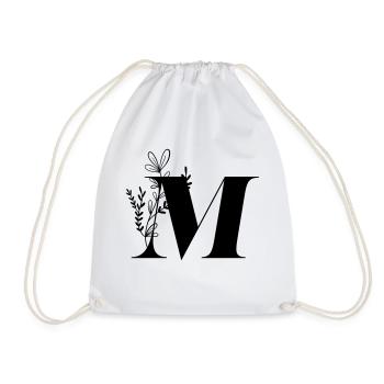 Buchstabe Floral M - Turnbeutel - Weiß - Vorne