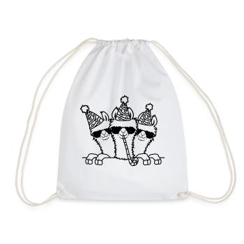 Celebrate Birthday Party Lamas - Drawstring Bag - white - Front