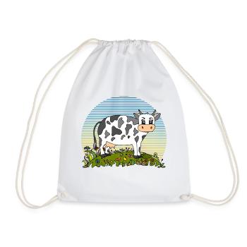 Cow - Drawstring Bag - white - Front