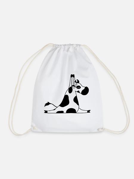 Kuh macht Yoga Yogaliebhaber Geschenkidee - Turnbeutel - Weiß