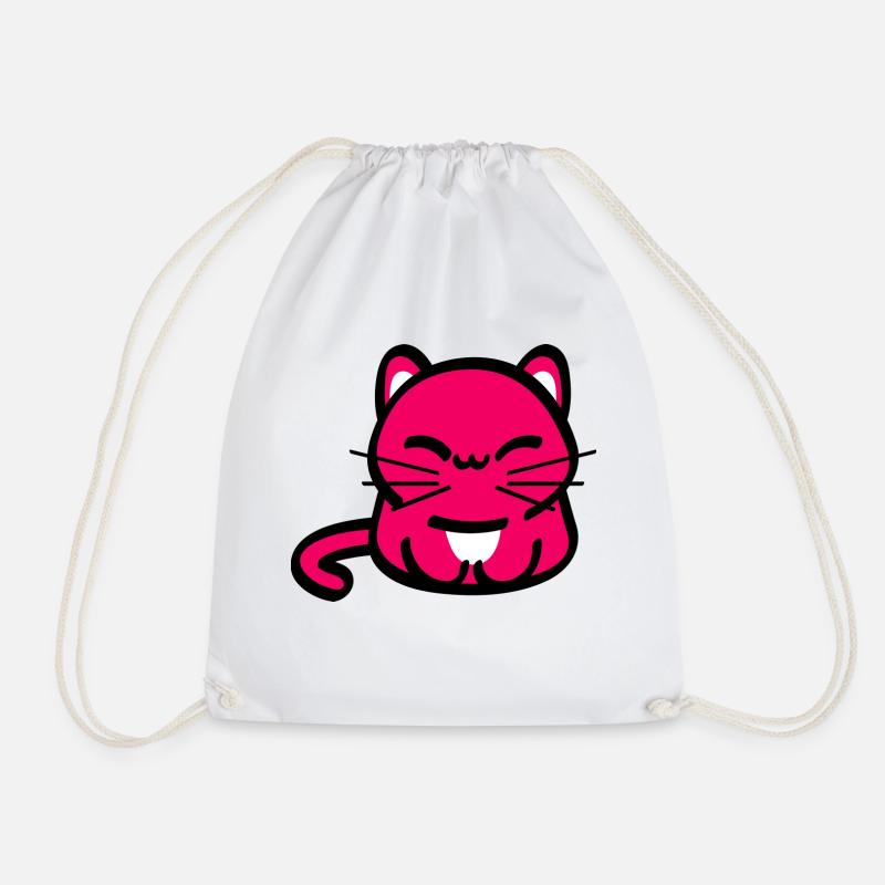 Schmunzel Katze - Turnbeutel - Weiß