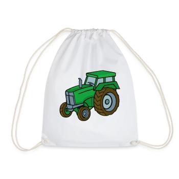 Green Tractor Illustration Kids Gift Idea - Drawstring Bag - white - Front
