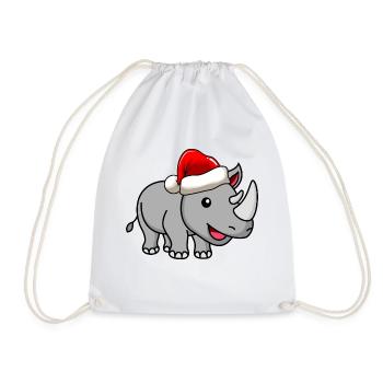 Nashorn Weihnachten Comic - Turnbeutel - Weiß - Vorne