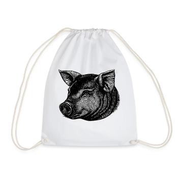 pig sweet pigs pigs animal animals 5 - Drawstring Bag - white - Front