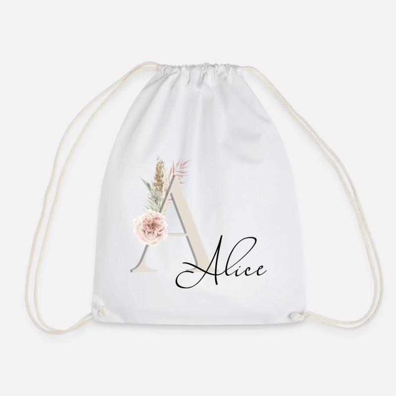 Alice! Name Boho - Drawstring Bag - white