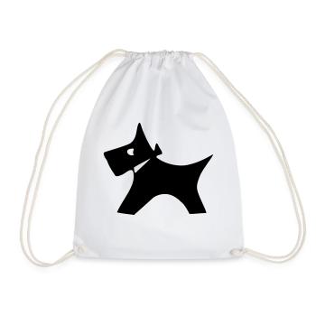 Dog silhouette - Drawstring Bag - white - Front