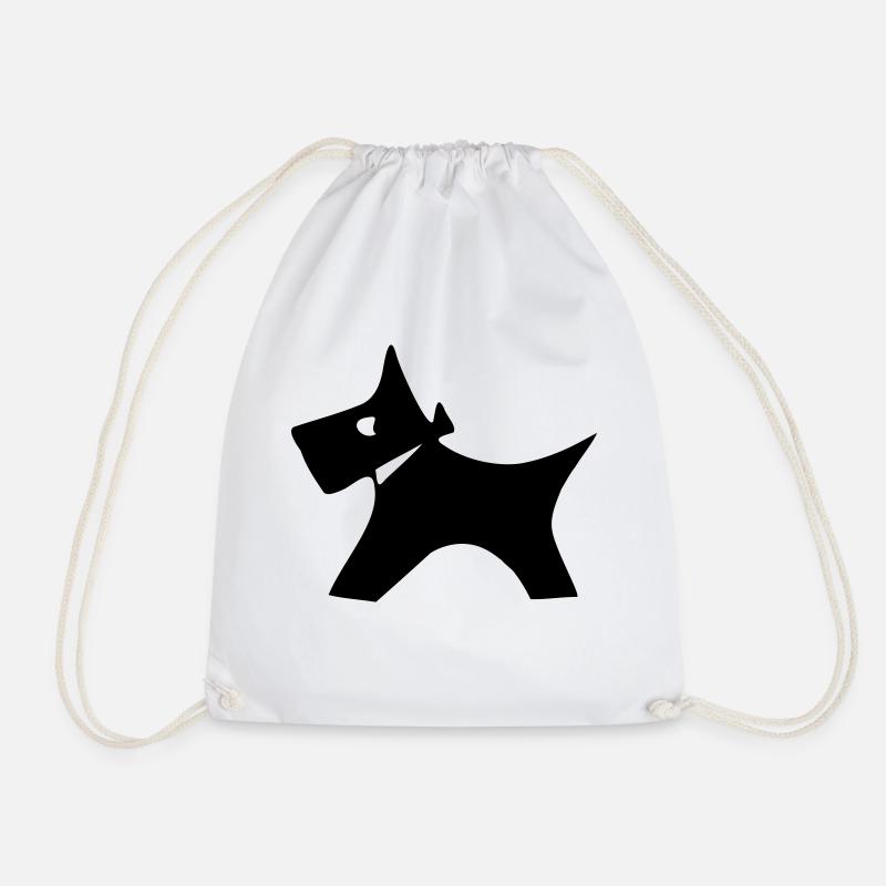Dog silhouette - Drawstring Bag - white