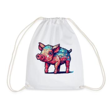 Mignon petit porcelet au look 8 bits - Sac de sport léger - blanc - Devant