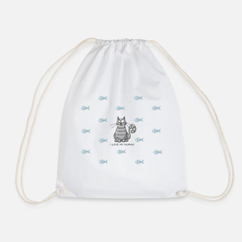 Cat Love - Drawstring Bag - white