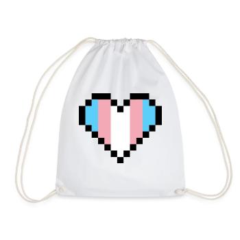 Transgender Pride Pixel Art Herz - Turnbeutel - Weiß - Vorne