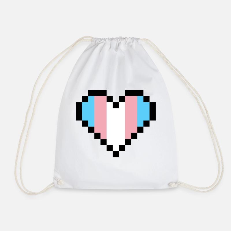 Transgender Pride Pixel Art Herz - Turnbeutel - Weiß