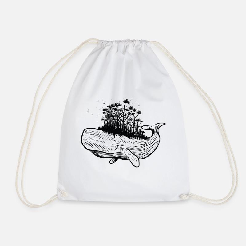 Whale forest - Drawstring Bag - white