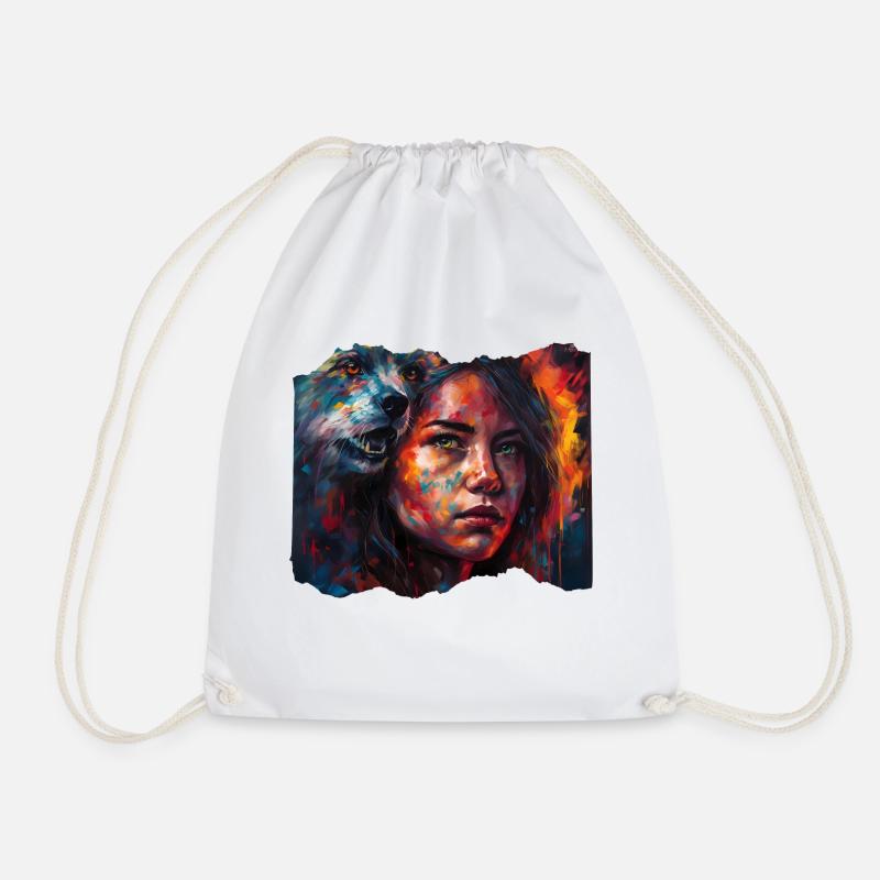 She wolf daughter - Drawstring Bag - white