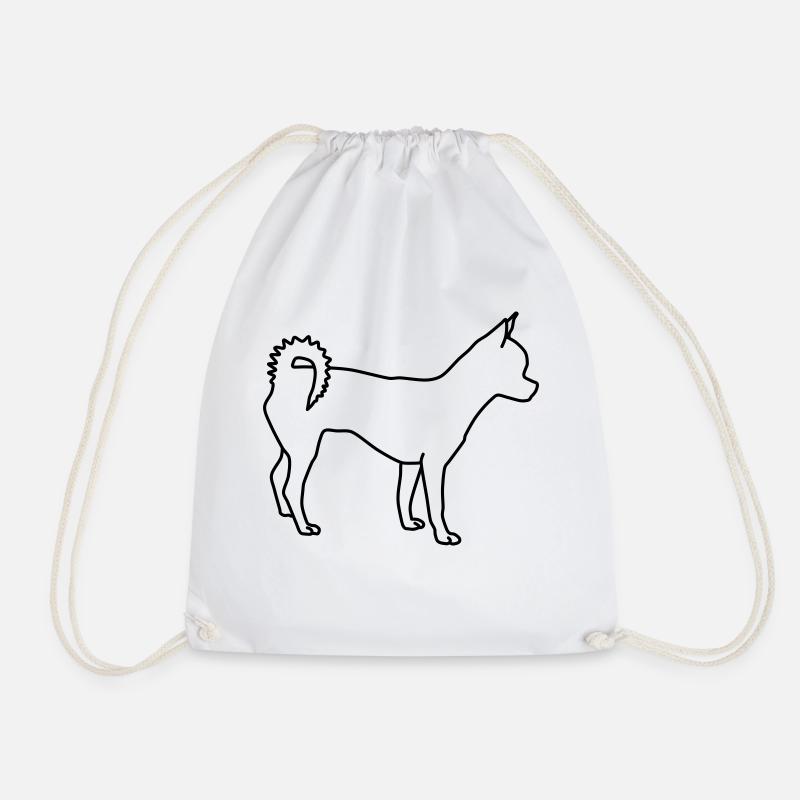 Chihuahua lineart 1 - Drawstring Bag - white