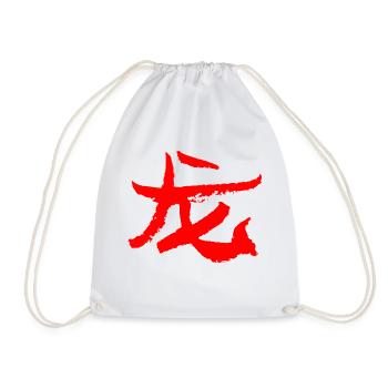 Drache (Lóng) Chinesisch - Turnbeutel - Weiß - Vorne