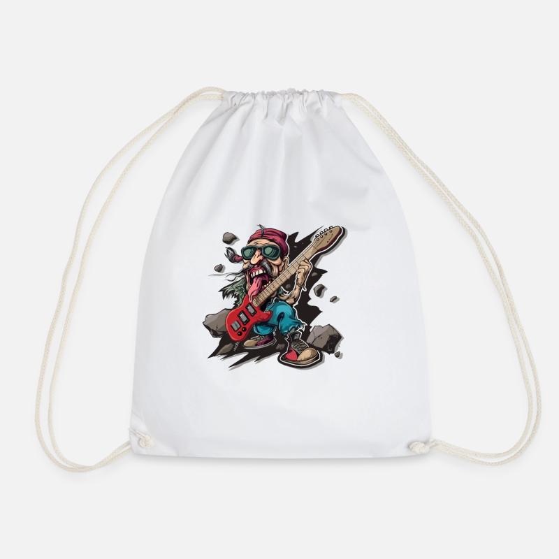 Rock - Rock and Roll - Drawstring Bag - white
