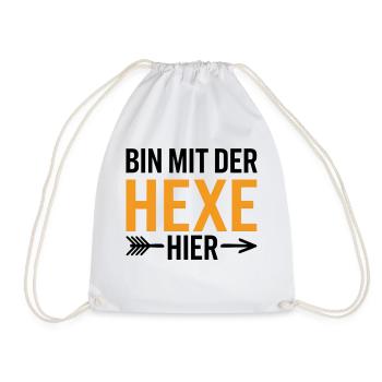 Bin mit der Hexe Funny Halloween - Turnbeutel - Weiß - Vorne