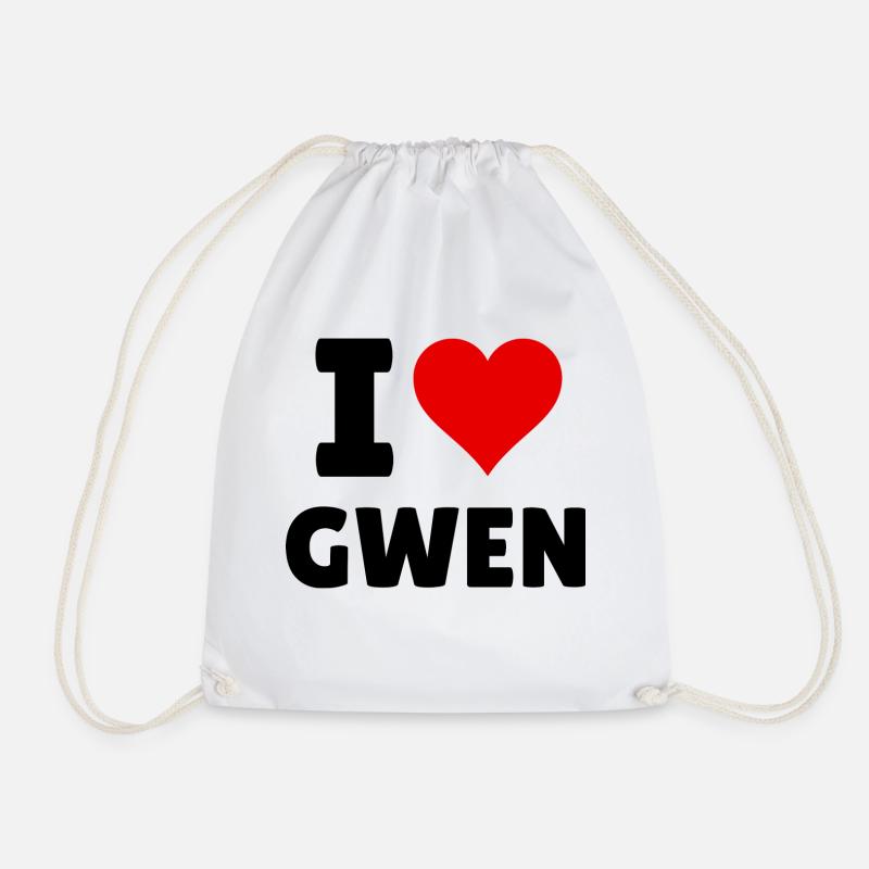 I Love Gwen - Drawstring Bag - white