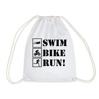 Triathlon Laufen Schwimmen Radfahren - Turnbeutel - Weiß - Vorne