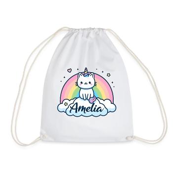 Amelia Name Vorname Einhornkatze - Turnbeutel - Weiß - Vorne