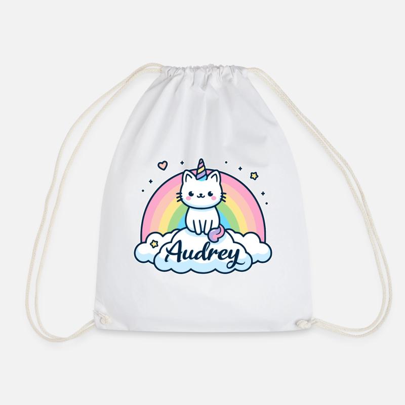 Audrey Name Vorname Einhornkatze - Turnbeutel - Weiß
