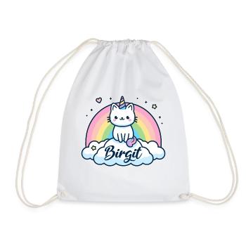 Birgit Name Vorname Einhornkatze - Turnbeutel - Weiß - Vorne