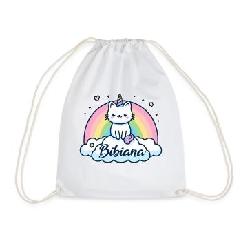 Bibiana Name Vorname Einhornkatze - Turnbeutel - Weiß - Vorne