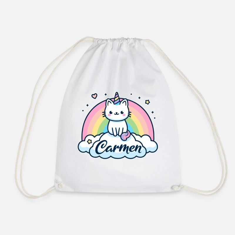 Carmen Name Vorname Einhornkatze - Turnbeutel - Weiß