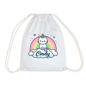 Cindy Name Vorname Einhornkatze - Turnbeutel - Weiß - Vorne