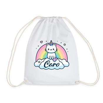 Caro Nom Prénom Licorne Chat - Sac de sport léger - blanc - Devant