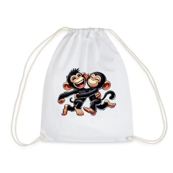 Chimpanzee couple - Drawstring Bag - white - Front