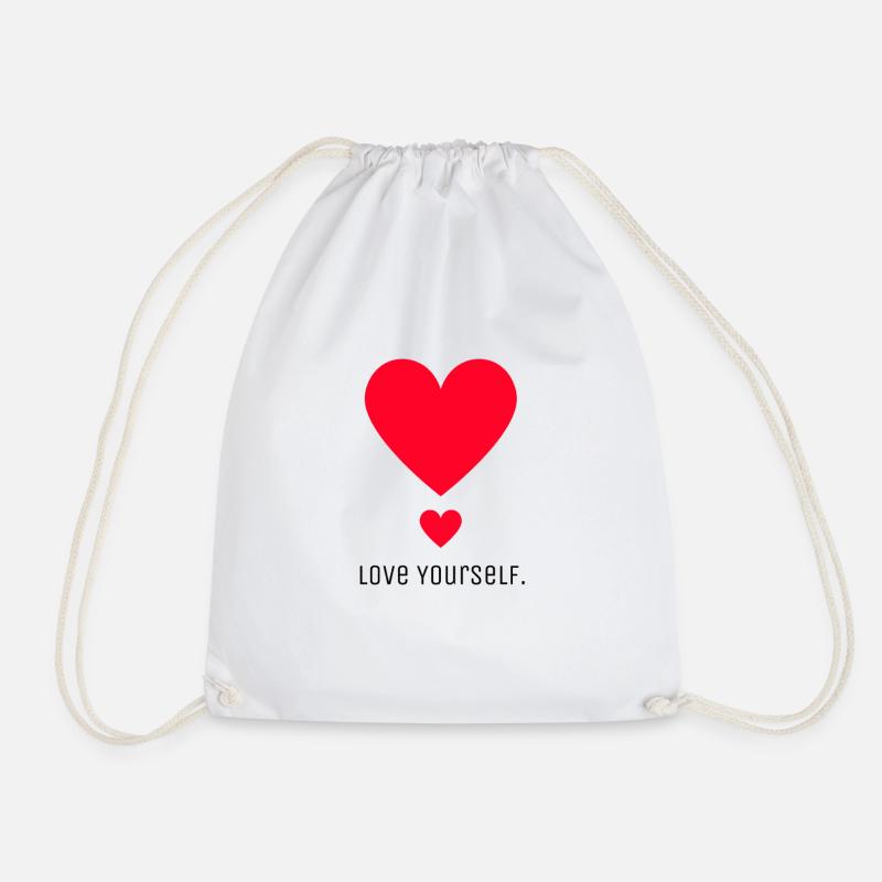 Love Yourself - Drawstring Bag - white
