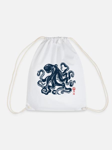 Oktopus mit Kanji - Turnbeutel - Weiß