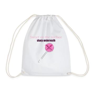 Sweet on the Surface, Sharp Underneath Aesthetic - Drawstring Bag - white - Front