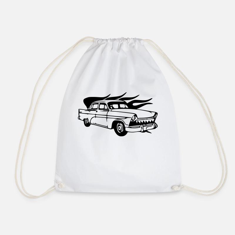 vintage car - Drawstring Bag - white