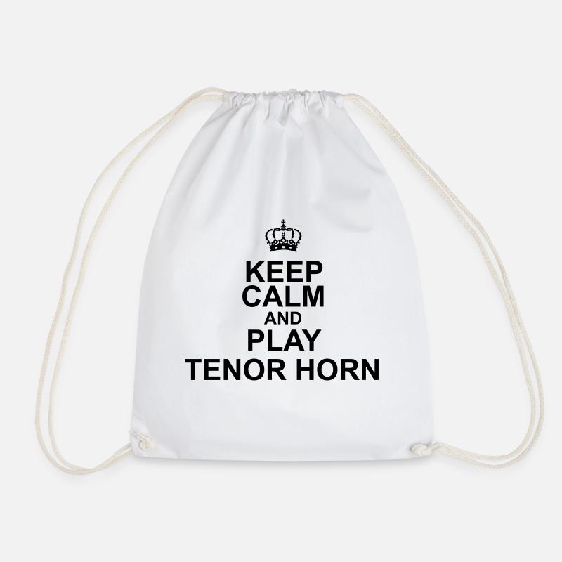 Keep Calm and play Tenor Horn - Drawstring Bag - white