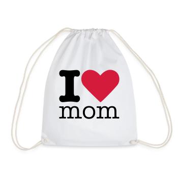 I Love Mom - Drawstring Bag - white - Front