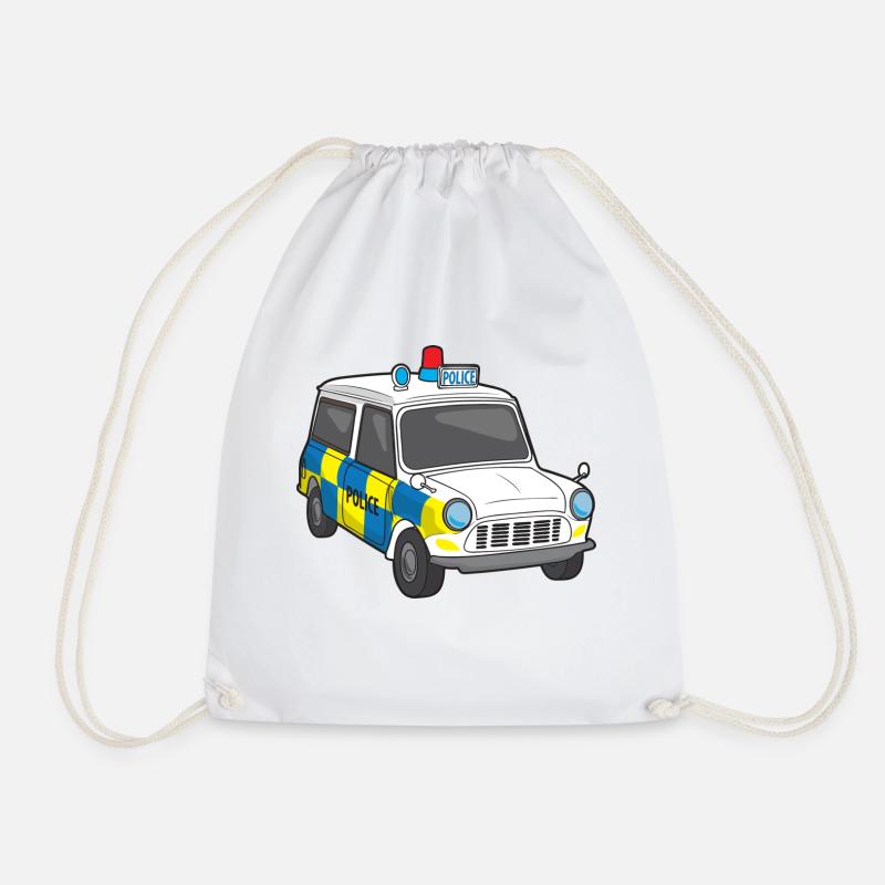 Police Car - Drawstring Bag - white