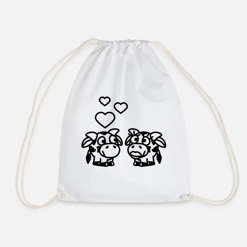 smiley_cows_in_love_1c - Turnbeutel - Weiß