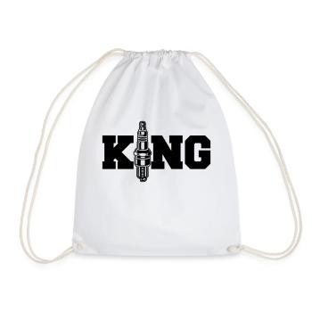 Spark plug King - car motorcycle repair-King - Drawstring Bag - white - Front