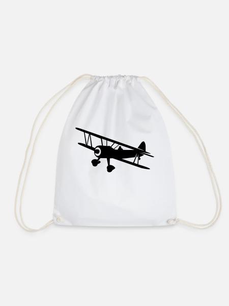 Flugzeug - Fliegen - Turnbeutel - Weiß