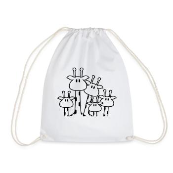 Cute giraffe family 3 children mom dad giraffe - Drawstring Bag - white - Front