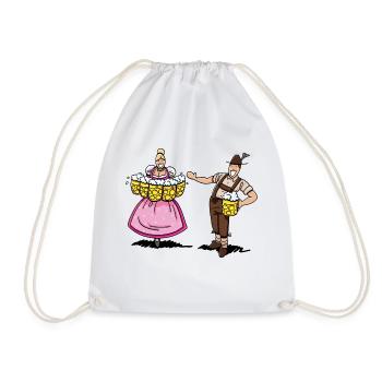 Lederhosen Man Welcomes Beer Waitress - Turnbeutel - Weiß - Vorne