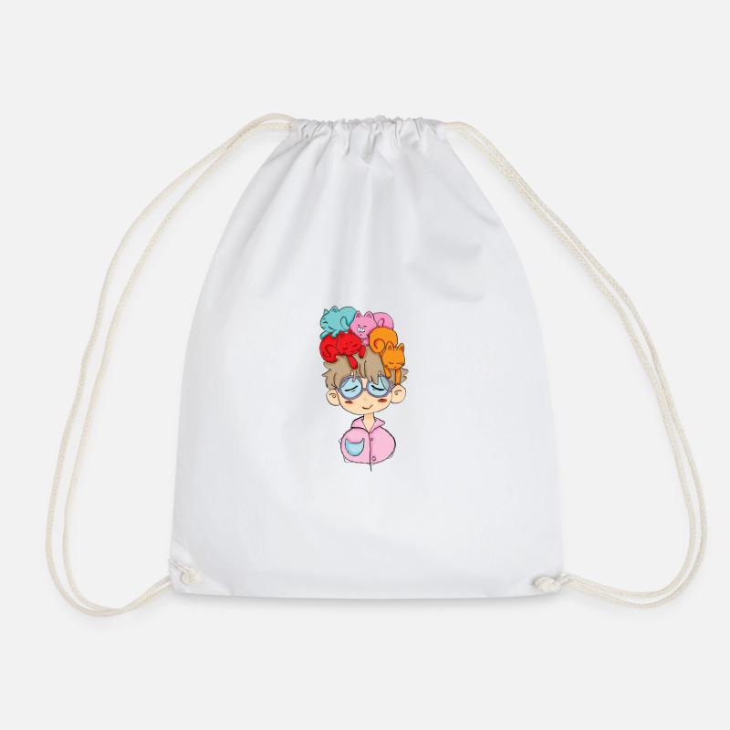 Cats on the head, Petscontest - Drawstring Bag - white