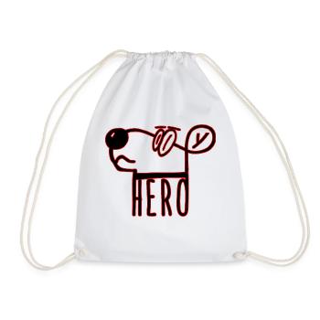 Hund als Held (Hero dog) als Geschenkidee - Turnbeutel - Weiß - Vorne