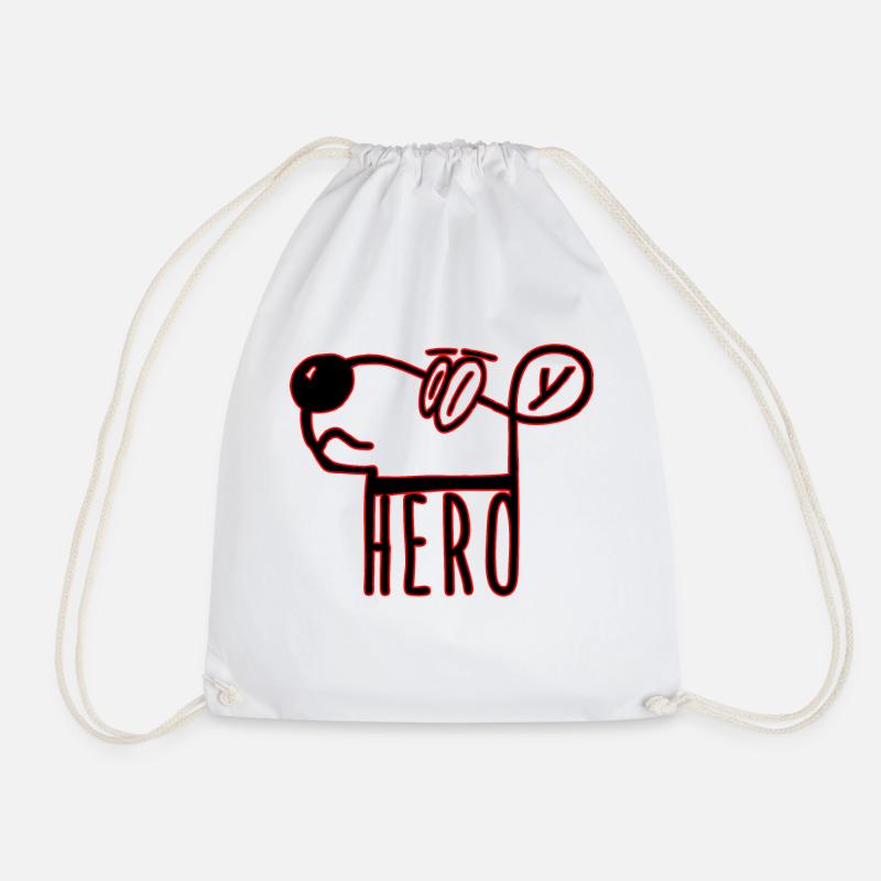 Hund als Held (Hero dog) als Geschenkidee - Turnbeutel - Weiß