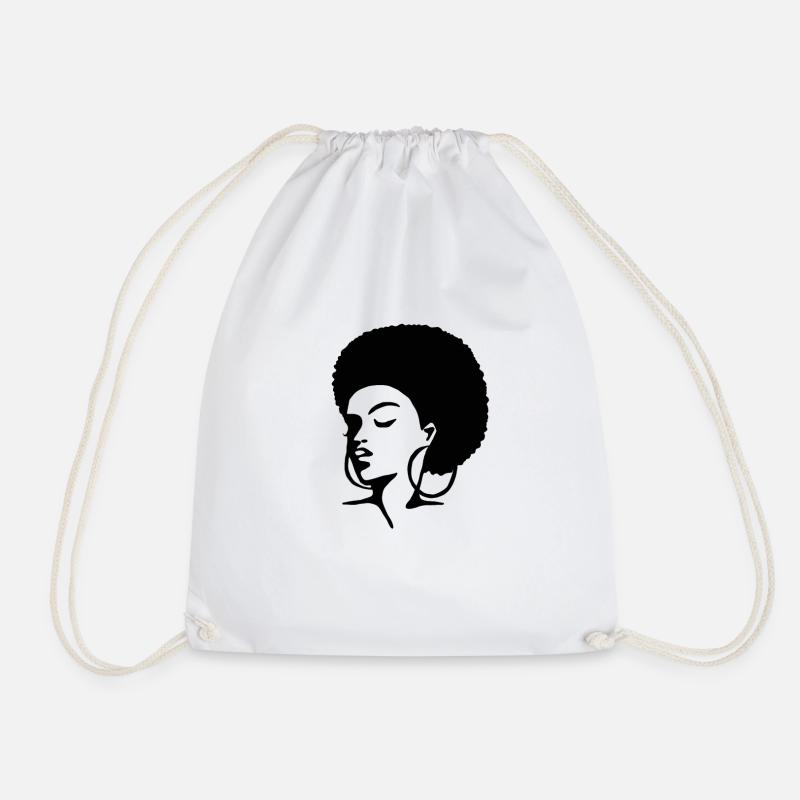 Afro women style - Drawstring Bag - white