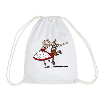 Jumping Bavarian Dancer Couple - Drawstring Bag - white - Front
