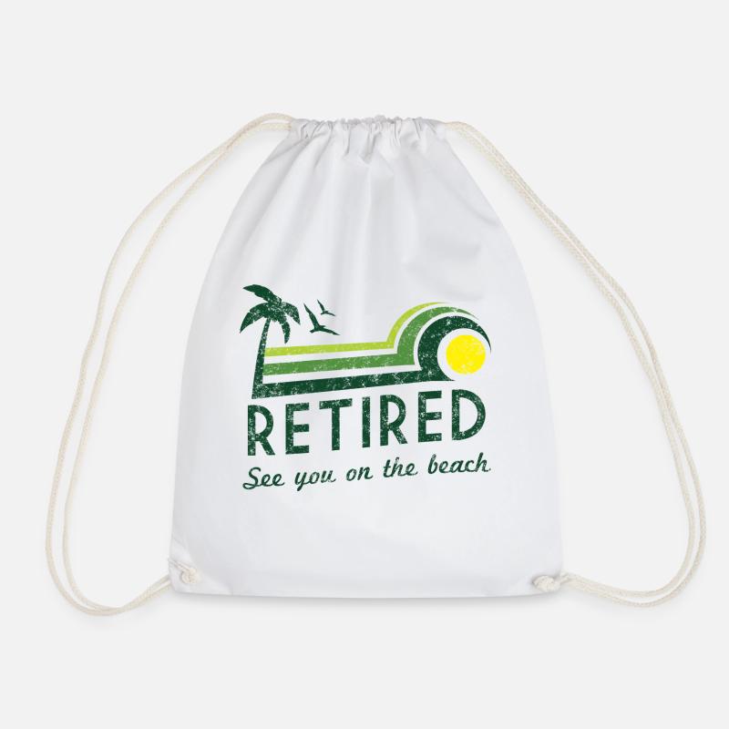 Retired See You On the Beach - Drawstring Bag - white