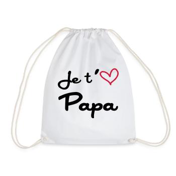 Je t'aime Papa / Naissance / Bébé / Fête des Pères - Drawstring Bag - white - Front